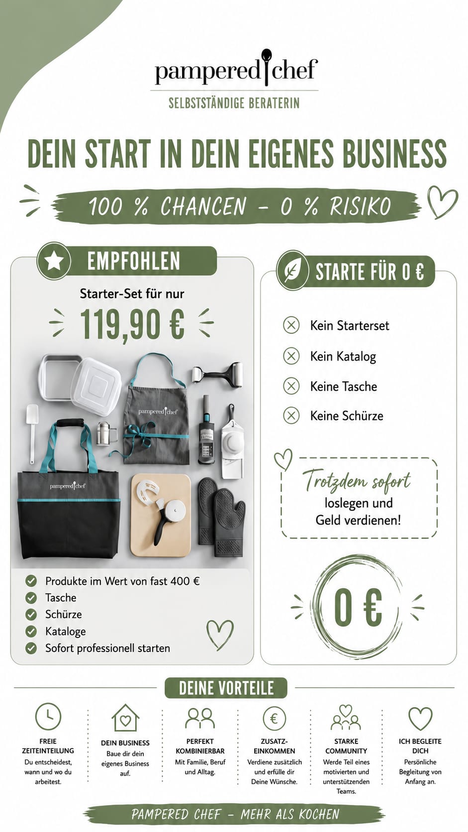 Pampered Chef Flyer: Selbstständige Beraterin – Dein Start in dein eigenes Business