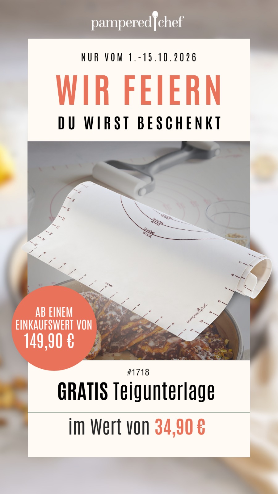 Pampered Chef Oktober-Aktion: gratis Teigunterlage ab einem Einkaufswert von 149,90 Euro